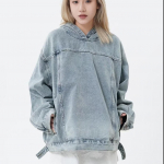 Unisex Vintage Denim kapuutsiga kapuutsiga meeste naiste vaba vabaaja dressipluus High Street Pullover S&uuml;giskevad 2XL