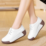 Naiste platvormkingad valged vabaaja elegantsed nahast mustad kingad paksu talla k&otilde;rgust suurendav sheos emale 35