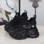 Moodsad Uued Naiste Vabaaja Platvormtossud 12CM K&otilde;rged Kontsad Talispordiks Nahast Kingad Bling Treenerid Paksude Taldadega Saapad Zapatillas Mujer 34 must