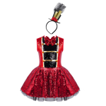 Laste T&uuml;drukute Tsirkuse MC Kost&uuml;&uuml;m Varrukateta Liblikpael V&otilde;rk T&uuml;ll Seelik Kleit Cosplay Kost&uuml;&uuml;m 12-14 Years punane