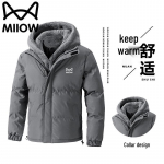 MaoRen Men's Faux Two-Piece Hooded Winter Jacket 7XL