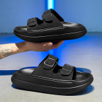 Moodsad Meeste Microfiber Nahast Sandaalid V&auml;ljas Kandmiseks Libisemisvastased ja Jahedad Sandaalid Meeste Kahekordse N&ouml;&ouml;biga Lamedad Pl&auml;tud Rannakingad 40-41 must