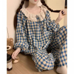 Naiste pidžaama Uus S&uuml;gis Kevad Pikkade varrukatega Pehme Magamisr&otilde;ivaste Komplekt Ruuduline Multifilm Pidžaama Naine Kodu &Ouml;&ouml;r&otilde;ivaste Komplekt Kampsun M