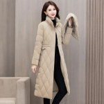 Talvised pikad parkad naistele Mantel Mood Paks soe puuvillane polsterdatud mantlid Naiste korea stiilis kapuutsiga talvejoped M