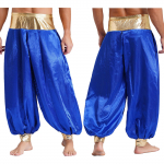 S-4XL Meeste Maagilised Hipi Haremip&uuml;ksid L&auml;ikivad Metallik Patchwork, Araabia Prints Kost&uuml;&uuml;m Laterna P&uuml;ksid Halloweeni Cosplay Peole S kuninglik sinine v&auml;rv