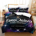 3D-prinditud Eurovisiooni lauluv&otilde;istluse voodipesukomplektid Peen vooditarvete komplekt Tekikott Voodikatte komplekt Luksuslikud s&uuml;nnip&auml;evakingitused EU Single(135*200cm)3pcs