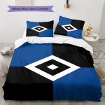 HSV mustriga voodipesu, tekikomplekt, tekikott, padjap&uuml;&uuml;r, kodune s&uuml;nnip&auml;evakingitus (1 * tekikott + 2 * padjap&uuml;&uuml;ri, ilma s&uuml;damikuta) 135x200cm blue