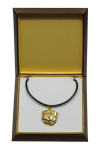 Pug II - Dog necklace in gift box, gold-plated pendant for dog fan, striking jewellery by Art-Dog brown