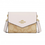 Coach &Uuml;mbrik 12 Klassikaline Monogrammiga L&otilde;uend ja Nahk Miniraha-kott Naiste rahakott Kuldne Hele-Khaki Kriit CU172-IMDQC Gift Box Set (Basic Set+Yellow Box)