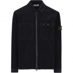 Stone Island FW24 Samet Logo embleem Ees topelt tasku Kahesuunaline t&otilde;mblukk Pikkade varrukatega jope Meeste jakid Tumesinine 811511604-V0020 L
