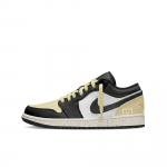 Jordan Air Jordan 1 Abrasion Resistant Lightweight Low top Vintage Basketball Shoes Unisex Black White Yellow 553560-081(Team577-) 36.5