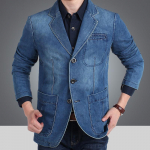 Meeste teksapleiser Meeste mood Puuvillane Vintage &uuml;likonna pealisr&otilde;ivad Meeste sinine mantel Teksajakk Meeste Slim Fit teksapleiserid 4XL