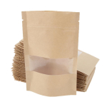 50 tk Kraftpaberist kott p&uuml;stine kott toidule t&otilde;mblukuga pakend aknaga 9x14+3 9x14+3 beige