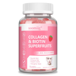 H&uuml;drol&uuml;&uuml;situd kollageen (T&uuml;&uuml;p I II II V X), Biotiin, Keratiin, 60 Kummikommi Pudelis 60 Gummies white