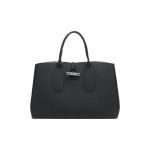 Longchamp Le Roseau Logo Nahast T&otilde;mblukuga K&auml;ekott 40 Naiste T&otilde;mblukuga K&auml;ekotid Must 10059HPN001 Basic Set (Bag+Dust Bag)
