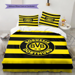 Borussia Dortmundi Muster Voodipesukomplekt Tekikate Padjap&uuml;&uuml;r Kodukaunistus Kingitus (1 * tekikott + 2 * padjap&uuml;&uuml;ri, ilma s&uuml;damikuta) 135x200cm