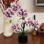 Phalaenopsis Lilla Orhidee Lille Ehitusklotside Komplekt - Realistlik Lilla Ja Roheline DIY Mudelikomplekt Sisaldab &Otilde;itsevaid Orhideesid Elutruid Taimi M gray