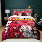 Lastele Hazbin Hotel Animatsioon Tekikott Komplekt &Uuml;lipehme Voodipesu Komplekt Kerge Tekikoti Kate Aastaringselt 3-osaline Lastele ja T&auml;iskasvanutele 135x200cm