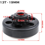 19MM 20MM 25.4MM 13T Tsentrifugaalautomaat sidur KETT 428 HONDA GX390 GX420 389CC 13HP 15HP GO KART LUMEP&Uuml;HKUR ATV jaoks black