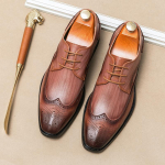 Briti Mood Meeste Terava Otsaga PU Nahast Must Pruun Vabaaja Kleidi Homecoming Brogues Kingad Meeste Formaalne Pulma Oxfords Jalatsid 38