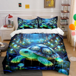 Helendav Kilpkonn Maagiline Mets Tr&uuml;kiga Voodipesukomplekt 1 Tekikott 2 Padjap&uuml;&uuml;ri T&auml;iskasvanutele ja Lastele Luksuslik Kingitus T&auml;issuurus EU Twin 135X200cm&set