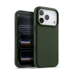 Itaalia Ehtne Veisenahast Kest iPhone 17 Pro Max 17Pro jaoks Kaameranupu kaitsega Magnetlaadimise MagSafe Kate for iPhone 17 Pro oliiviroheline v&auml;rv