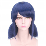 Anime LB parukad Peluca Marinette Cosplay parukas kahekordse hobusesaba, l&uuml;hike, sirge, sinine, kuumakindel s&uuml;nteetiline juuksepikendus + parukakate (as the picture,One Size)