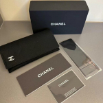CHANEL luksuslik teemantmustriga prillitoos, klassikaline CC logo must prillide hoiukarp, kaasaskantav p&auml;ikeseprillide kaitsekott must