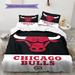 Chicago Bulls Mustriga Voodipesukomplekt Tekikate Padjap&uuml;&uuml;r Kodu Dekoor Kingitus (1 * tekikott + 2 * padjap&uuml;&uuml;ri, ilma s&uuml;damikuta) 135x200cm