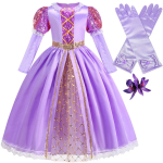 Rapuntsel L&uuml;hikeste Varrukatega Lilla Kohev Kleit + Aksessuaarid T&uuml;drukute Cosplay Rapuntsel Suvine Vabaaja Kleit S&uuml;nnip&auml;evapeo Kingitus 3Y(110CM) pink
