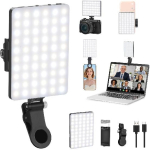 Newmowa 60 LED K&otilde;rge V&otilde;imsusega Laetav Klambriga T&auml;itevalgusti Videokonverentsideks | Eesmise ja Tagumise Klambriga, Reguleeritavad 3 Valgusrežiimi Telefonile, iPhone'ile, Androidile,