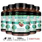GREVIP Berberiin HCI 1200mg Kapslid 120 tk &mdash; Antioks&uuml;dantne Toitumine, Seedimise Heaolu, Igap&auml;evane Tugi 120*5