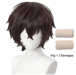Kvaliteetne Dazai Osamu Cosplay Parukas Anime Bungo Stray Dogs Cosplay L&uuml;hike Pruun kuumakindel s&uuml;nteetiline juuksepikendus One Size black