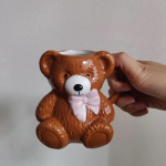 Multikas Karu Roosa kikilipsuga Keraamiline Kruus Lastele Portselanist Kohvikruus K&auml;epidemega 3D Karu Kujuline Joogitass Hommikus&ouml;&ouml;gi Piimakruus 301-400ml brown