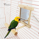 Puidust lindude m&auml;nguasjade peeglialuse platvormm&auml;nguasjad papagoidele Cockatiel Vogel