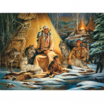 Teemantmaal Ristpistes Metsa n&auml;put&ouml;&ouml; Indiaanlased Hundir&uuml;hma Teemanttikanditega 20X30CM