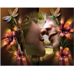 Teemanttikandid Ristpistes Abstraktne paar Suudlus Liilia Lill Dragonfly pilt kivist 20X30CM