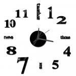 DIY seinakell, raamita peegliga seinakell, suured summutavad seinakleebised must