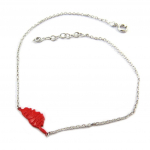 Altesse [P2599] - Cha&icirc;ne Cheville Argent 'Corsica' rouge argent&eacute; (Corse) - 15x7 mm punane