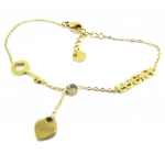 Les Tr&eacute;sors De Lily [P7954] - Bracelet cr&eacute;ateur Acier 'Love' dor&eacute; (lucky) - coeur 6 mm et cl&eacute; 15x6 mm kuld