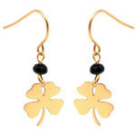 Les Tr&eacute;sors De Lily [Q1022] - mustast kullast 'Clovers' terasest disaink&otilde;rvar&otilde;ngad - 18x10 mm must