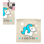Les Tr&eacute;sors De Lily [Q2407] - Puuvillane padjakate 'Licorne My Unicorn' beež t&uuml;rkiis (m&uuml;&uuml;n unistusi) - 40x40 cm t&uuml;rkiissinine