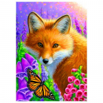 T&auml;is&uuml;mmargune puur 5D DIY teemantmaal  Fox Butterfly  3D kivist tikand ristpistes 20X30CM