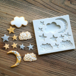 Aouke Star Moon Shape Silikoonvorm DIY Fondant koogivorm kummi-&scaron;okolaadivormi k&uuml;psetusseade elevandiluuvalge