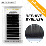Laser Beehive individuaalne ripsmepikendus NAGARAKU 10 &uuml;mbrist Lot Black Synthetic Mink &uuml;lipehme looduslik ripsmepikendus 0.07C 7mm*10 cases must