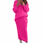 S&uuml;gismood Seksikas naiste kudumikomplekt, pikkade varrukatega kampsun, &uuml;hev&auml;rviline pullover, pikk kleidikomplekt, kaheosaline komplekt XL p&auml;rsia roosi v&auml;rv