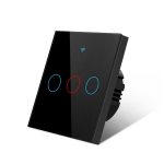 ELi standardne Tuya Smart Life WIFI seinal&uuml;liti 1/2/3 Gang 1 Way 220V klaaspaneeli puutel&uuml;liti H&auml;&auml;ljuhtimise nutil&uuml;liti t&ouml;&ouml;tab Alexa Google Home'iga 3 Gang must