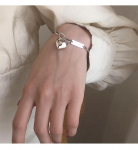 ANENJERY &Otilde;rn k&auml;sit&ouml;&ouml;na valmistatud h&otilde;bedase v&auml;rvi Love Heart jalav&otilde;ru k&auml;ev&otilde;ru naistele Tai h&otilde;bedane jalav&otilde;ru ehe kingitus S-B397 Bracelet