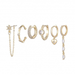 ANENJERY 6 tk/komplekt Water Drop Heart kettr&otilde;ngaste k&otilde;rvar&otilde;ngaste komplekt Naisele mikrotsirkoonist ringk&otilde;rvar&otilde;ngad igap&auml;evaseks ehteks kuldne