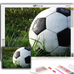 Teemanttikandid Jalgpall 5D DIY Teemantmaal Ristpistes Rhinestone Full Round 20X30CM